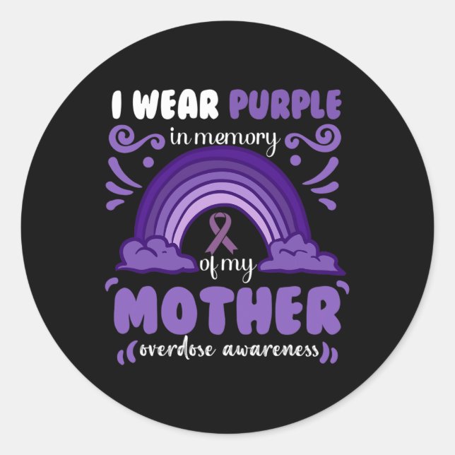 I Wear Purple In Memory Of My Sister  Classic Round Sticker (Front)
