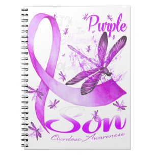 I Wear Purple In Memory Of My Son Dragonfly Notebook