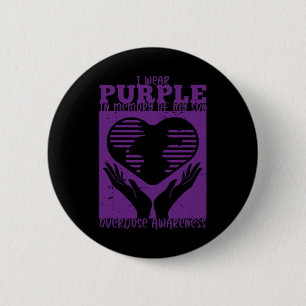 I Wear Purple In Memory Of My Son - Overdose Aware 6 Cm Round Badge