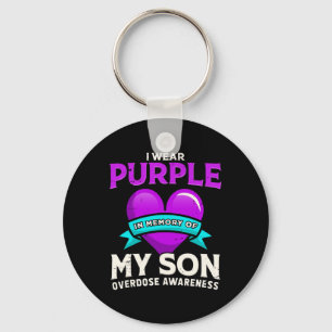 I Wear Purple In Memory Of My Son - Overdose Aware Key Ring