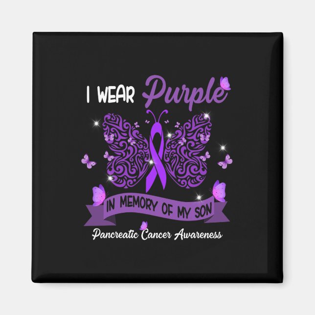 I Wear Purple In Memory Of My Son Pancreatic Cance Magnet (Front)