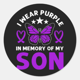 I Wear Purple In Memory Of My Uncle Overdose Aware Classic Round Sticker