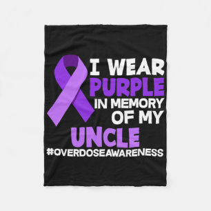 I Wear Purple In Memory Of My Uncle Overdose Aware Fleece Blanket
