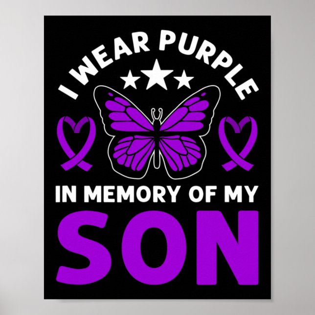 I Wear Purple In Memory Of My Uncle Overdose Aware Poster (Front)