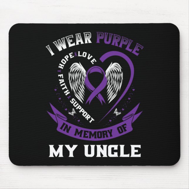 I Wear Purple In Memory Of Uncle Epilepsy Awarenes Mouse Pad (Front)
