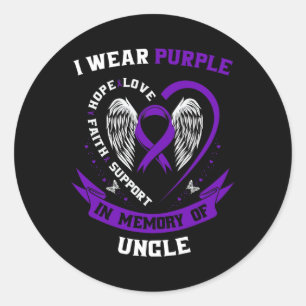 I Wear Purple In Memory Of Uncle Pancreatic Cancer Classic Round Sticker