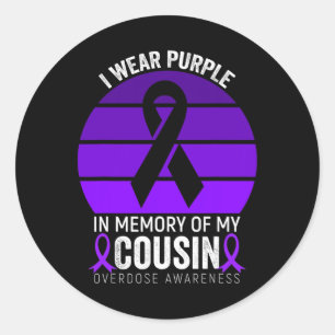 I Wear Purple Overdose Awareness Purple Ribbon Cou Classic Round Sticker