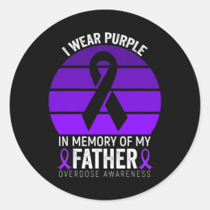 I Wear Purple Overdose Awareness Purple Ribbon Fat Classic Round Sticker