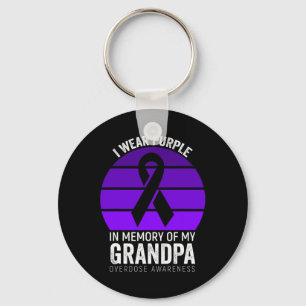 I Wear Purple Overdose Awareness Purple Ribbon Gra Key Ring