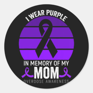 I Wear Purple Overdose Awareness Purple Ribbon Nep Classic Round Sticker