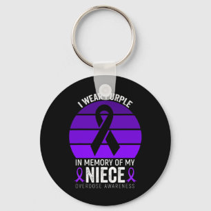 I Wear Purple Overdose Awareness Purple Ribbon Nie Key Ring