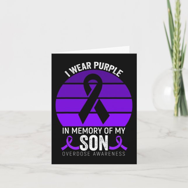 I Wear Purple Overdose Awareness Purple Ribbon Son Card (Front)