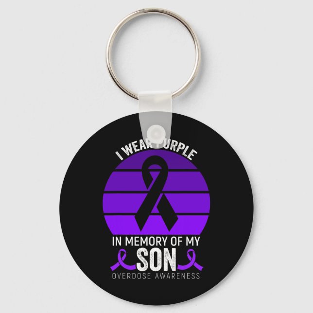 I Wear Purple Overdose Awareness Purple Ribbon Unc Key Ring (Front)