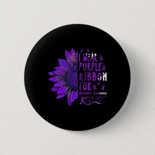 I Wear Purple Ribbon For Alzheimerheimer Awareness 6 Cm Round Badge
