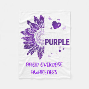I Wear Purple Ribbon Opioid Overdose Awareness Fleece Blanket