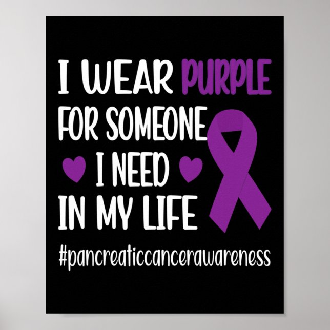 I Wear Purple Ribbon Pancreatic Cancer Warrior Fig Poster (Front)