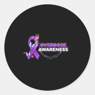 I Wear Purple Ribbon Suppor End Overdose Awareness Classic Round Sticker
