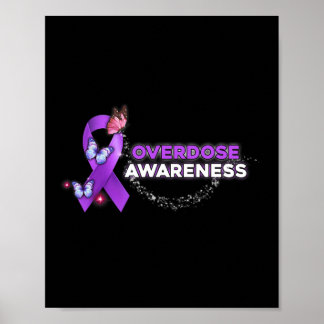 I Wear Purple Ribbon Suppor End Overdose Awareness Poster