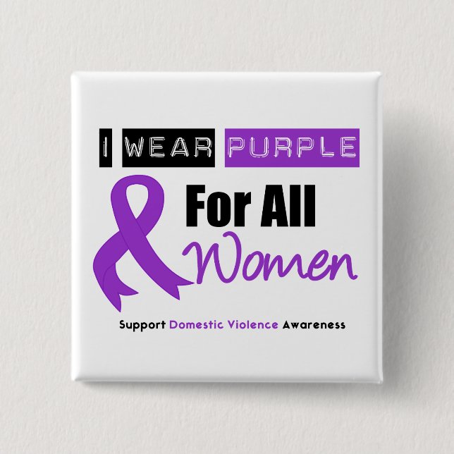 I Wear Purple Ribbon Women Domestic Violence 15 Cm Square Badge (Front)