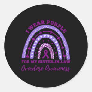 I Wear Purple Sister In Law Overdose Awareness Rai Classic Round Sticker