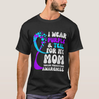 I Wear Purple Teal For Mum Prevention Awareness T-Shirt