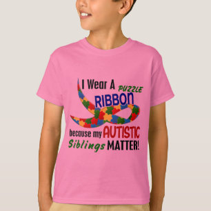 I Wear Puzzle Ribbon For My Siblings 33 AUTISM T-Shirt