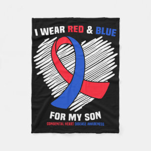 I Wear Red And Blue For My Son Chd Awareness  Fleece Blanket