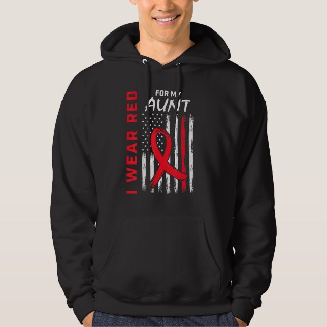 I Wear Red Aunt Heart Disease Awareness Flag Match Hoodie (Front)