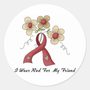I Wear Red For A Friend Classic Round Sticker