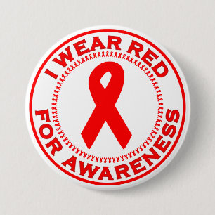 I Wear Red For Awareness 7.5 Cm Round Badge
