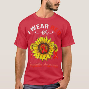I Wear Red For Haemophilia Awareness Sunflower  T-Shirt