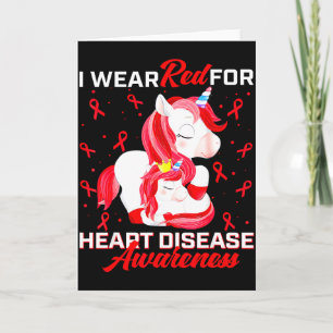I Wear Red For Heart Disease Awareness Red Ribbon Card