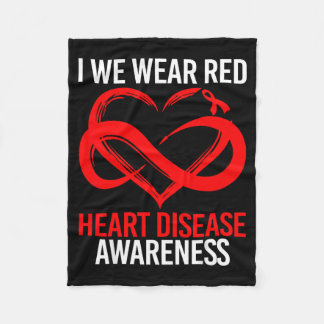 I Wear Red For Heart Disease Awareness Red Ribbon  Fleece Blanket