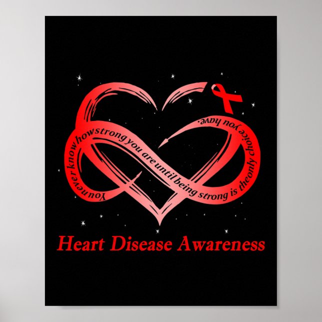 I Wear Red For Heart Disease Awareness Warrior  Poster (Front)