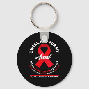 I Wear Red For My Aunt Blood Cancer Awareness 3 Key Ring