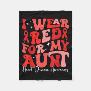 I Wear Red For My Aunt Retro Chd Awareness Heart D Fleece Blanket