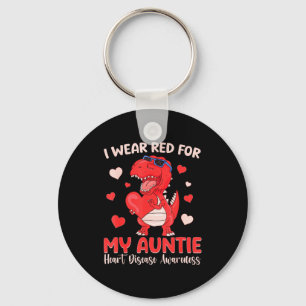 I Wear Red For My Auntie Heart Disease Awareness T Key Ring