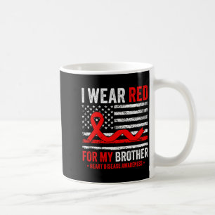 I Wear Red For My Brother Heart Disease Awareness Coffee Mug