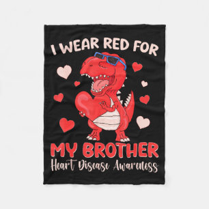 I Wear Red For My Brother Heart Disease Awareness Fleece Blanket