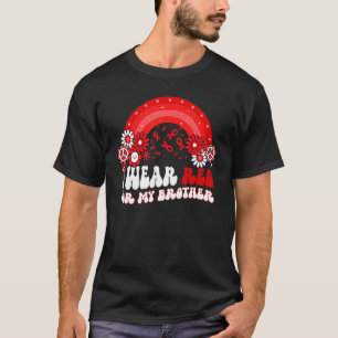 I Wear Red For My Brother Retro Rainbow World AIDS T-Shirt