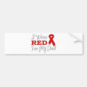 I Wear Red For My Dad (Red Ribbon) Bumper Sticker