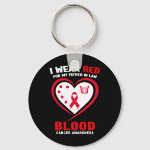 I Wear Red For My Father In Law Blood Cancer Aware Key Ring