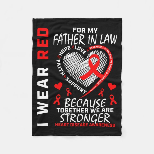 I Wear Red For My Father In Law Heart Disease Awar Fleece Blanket (Front)