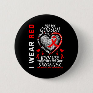 I Wear Red For My Godson Heart Disease Awareness R 6 Cm Round Badge