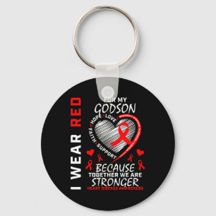 I Wear Red For My Godson Heart Disease Awareness R Key Ring