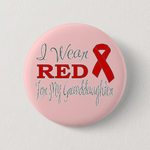 I Wear Red For My Granddaughter (Red Ribbon) 6 Cm Round Badge