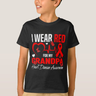 I Wear Red For My Grandpa Heart Disease Awareness  T-Shirt