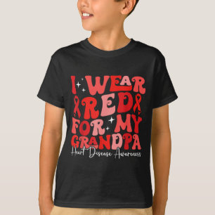 I Wear Red For My Grandpa Retro Chd Awareness Hear T-Shirt