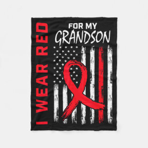 I Wear Red For My Grandson Heart Disease Awareness Fleece Blanket