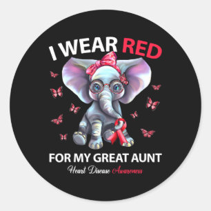 I Wear Red For My Great Aunt Heart Disease Awarene Classic Round Sticker